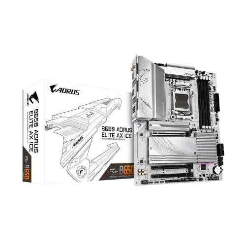 Gigabyte B650 AORUS Elite AX Ice AMD B650 Chipset AM5 Ryzen Socket ATX Motherboard Gigabyte B650 AORUS Elite AX Ice AMD B650 Chipset AM5 Ryzen Socket ATX Motherboard