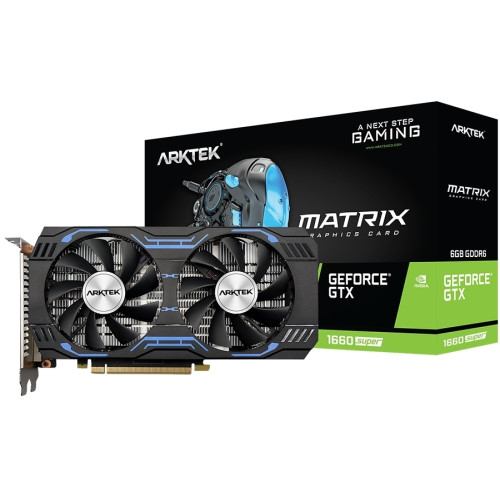 Arktek Geforce GTX 1660 Super 6GB DDR6 192bit Twin fan PCI-e 3.0 x16 Graphics card, DVI, DP, HDMI Arktek Geforce GTX 1660 Super 6GB DDR6 192bit Twin fan PCI-e 3.0 x16 Graphics card, DVI, DP, HDMI
