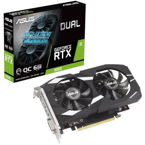 Asus nVidia Geforce RTX 3050 Dual OC 6GB PCI-e 4.0 x16 Graphics card, DVI, DP, HDMI Asus nVidia Geforce RTX 3050 Dual OC 6GB PCI-e 4.0 x16 Graphics card, DVI, DP, HDMI