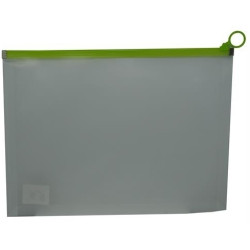 Brainware A4 Clear Carry Folder with Green Easy Slide Zip closure Brainware A4 Clear Carry Folder with Green Easy Slide Zip closure