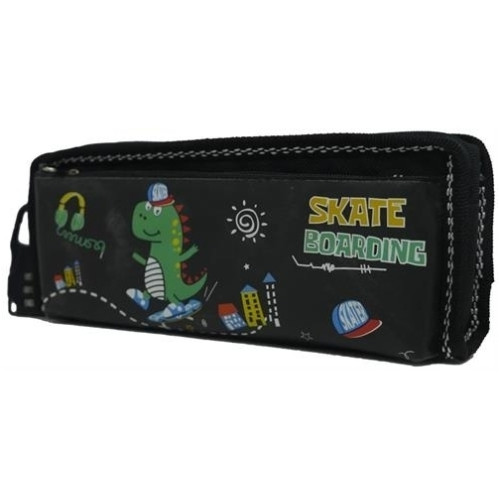Brainware Fabric 2 pocket 20cm Pencil bag with combination lock - Black Brainware Fabric 2 pocket 20cm Pencil bag with combination lock - Black
