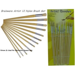 Brainware Artist 12 Nylon brush Set - can be used for Water Colour and poster colours