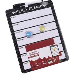 Brainware Magnetic Weekly Planner - Includes Black Whiteboard Pen With Eraser At Other End