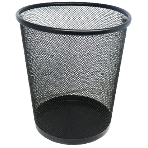 Brainware round Steel Mesh Trash Can Black - sleek Versatile look