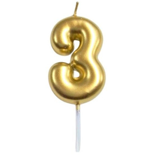 Casey 10cm Gold Numerical Birthday Candle Nr.3