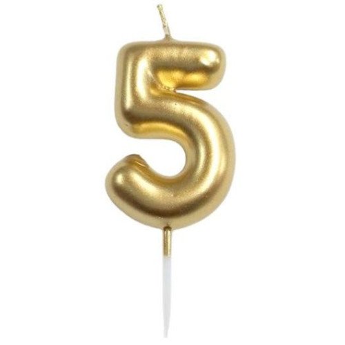 Casey 10cm Gold Numerical Birthday Candle Nr.5