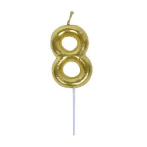 Casey 10cm Gold Numerical Birthday Candle Nr.8 Casey 10cm Gold Numerical Birthday Candle Nr.8