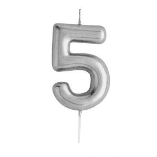 Casey 10cm Silver Numerical Birthday Candle Nr.5