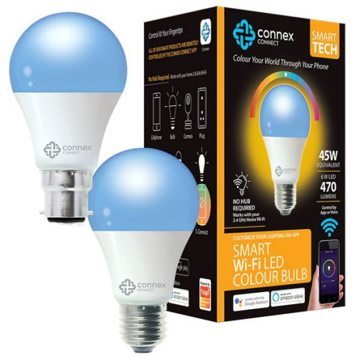 Connex CC-L1000-6 Smart Wi-Fi 6W LED Bulb RGB+W Screw Connex CC-L1000-6 Smart Wi-Fi 6W LED Bulb RGB+W Screw