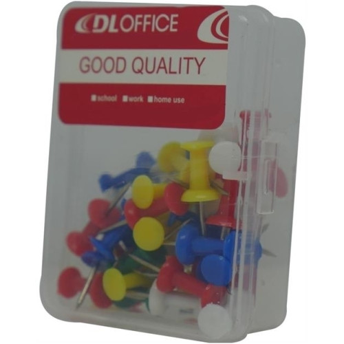 DLOffice Multicolour 24mm pushpins thumb tacks Plastic tub of 40 pieces DLOffice Multicolour 24mm pushpins thumb tacks Plastic tub of 40 pieces