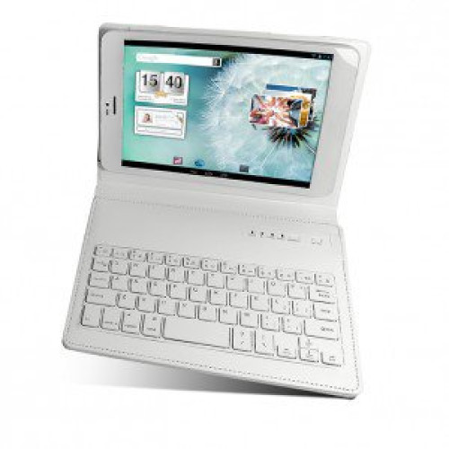 Mecer Universal 8" Folio-Type Protective Cover with Bluetooth Keyboard - White