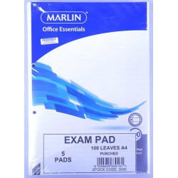 Marlin A4 Exam Pad Punched - 100 page(5 pack)