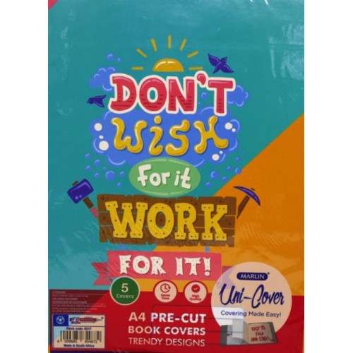 Marlin Kids Precut A4 Don? t Wish For Work Book Cover 5 pack Marlin Kids Precut A4 Don? t Wish For Work Book Cover 5 pack