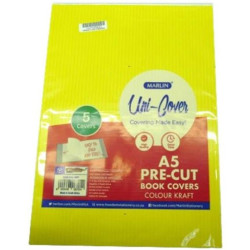 Marlin Kids A5 Precut Book Cover Yellow 5 Pack Marlin Kids A5 Precut Book Cover Yellow 5 Pack