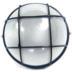 Noble Pays Round Bulkhead Light Fitting Large With Grid Black
