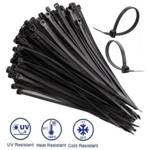 Noble Nylon Cable Ties 3.6 x 200mm Pack of 100 Black Noble Nylon Cable Ties 3.6 x 200mm Pack of 100 Black
