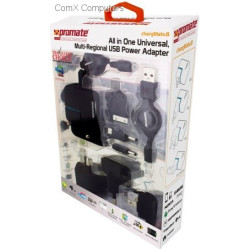 Promate Chargmate.8 All in One Multi-regional USB power adapter with dual USB charging port for Mobile phones