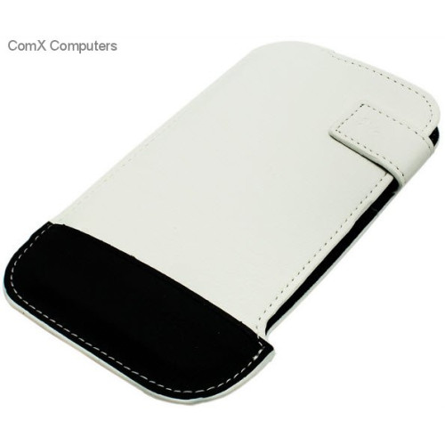Promate Kolabro White & Black Slim-line protective genuine leather pouch case