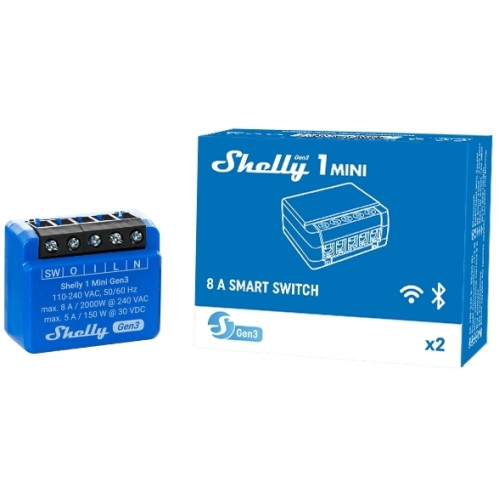 Shelly Smart Mini Wi-Fi Relay Gen 3 - 1 channel 8A