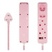 Switched 4 way Surge protected Multiplug - 0.5m - Braided cord - Pink Switched 4 way Surge protected Multiplug - 0.5m - Braided cord - Pink