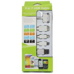 Microworld USB Mobile Data Cable 5 in 1 Charger and sync White Microworld USB Mobile Data Cable 5 in 1 Charger and sync White