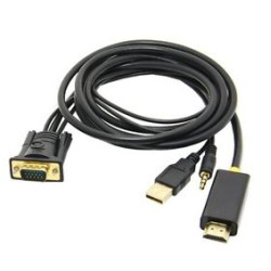 Microworld VGA male + audio to HDMI male Converter cable 1.8m long Microworld VGA male + audio to HDMI male Converter cable 1.8m long