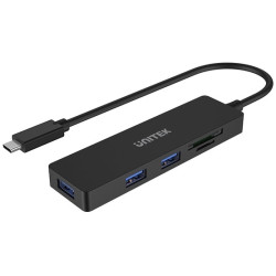 Unitek H1108B uHub Q4+ 5-in-1 USB-C Hub with Dual Card Reader
