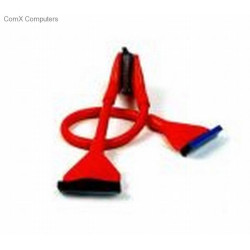 vantec 60cm (24") rounded ata133 ide cable with pull tab - 3 connectors - red pvc pipe