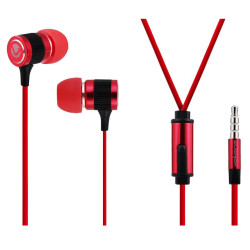 Volkano Metallic Series Red In-ear Earphones with Mic Volkano Metallic Series Red In-ear Earphones with Mic