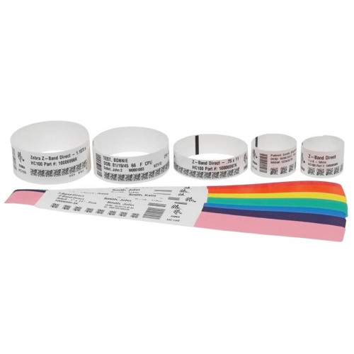 Zebra Z-Band direct White adult wristbands - 25.4 x 279.4mm - 6 rolls of 450
